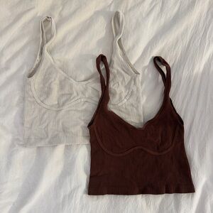 Free people Meg seamless crop tops ivory and brown